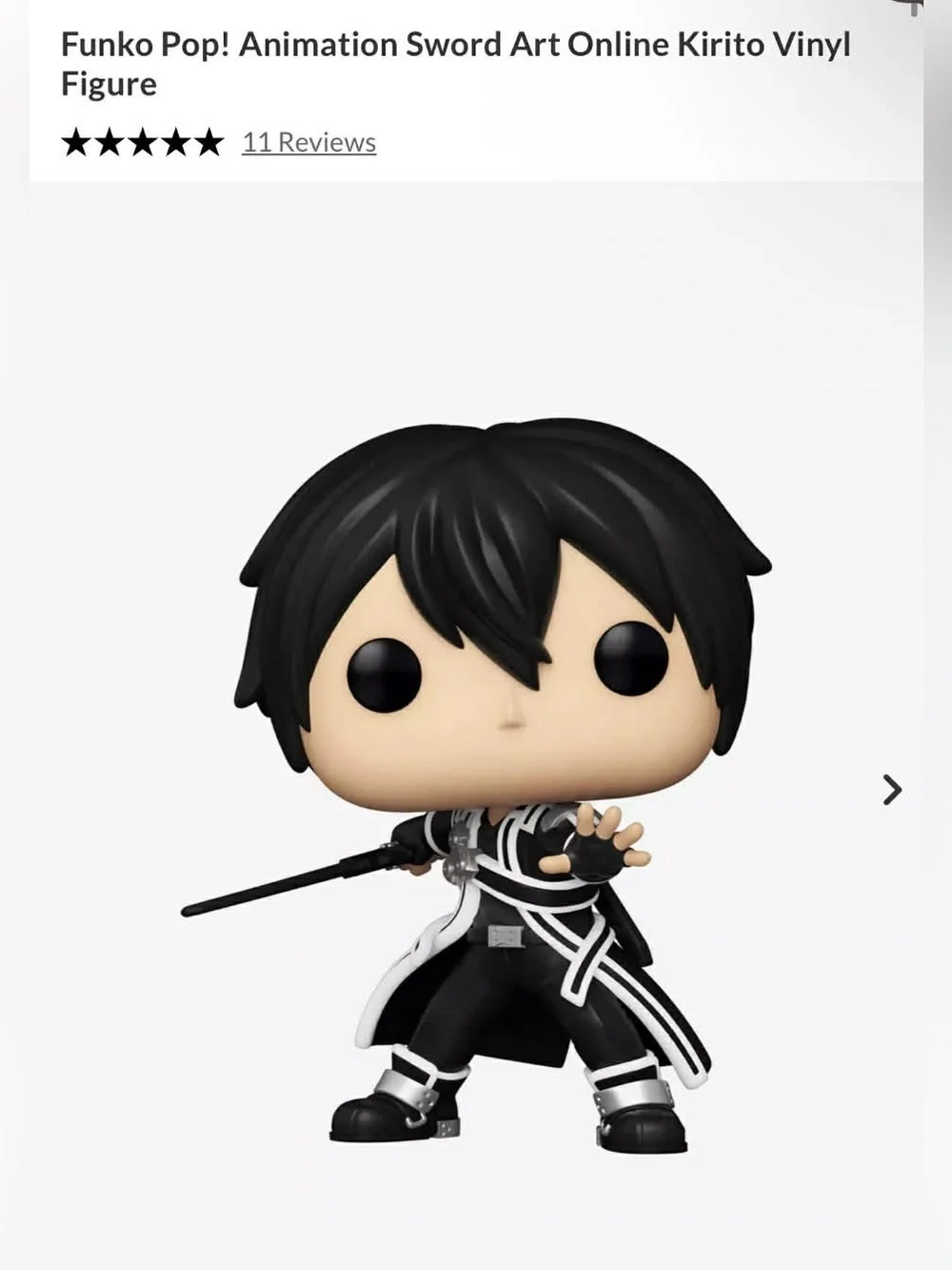 Funko Pop! Sword Art Online Kirito Vinyl Figure - Black, White, Skin Tone